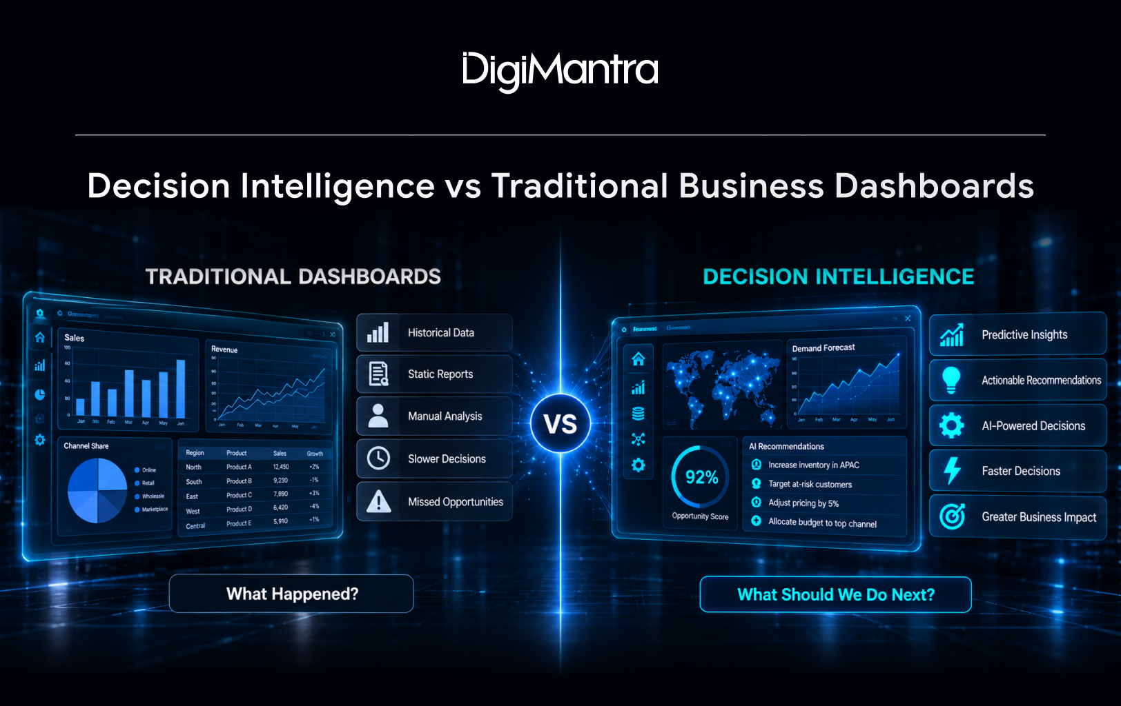 Traditional dashboards and Decision Intelligence